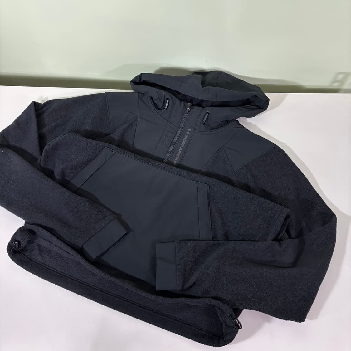 L 언더아머 블랙 반집업 플리스 후드티 상품이미지2