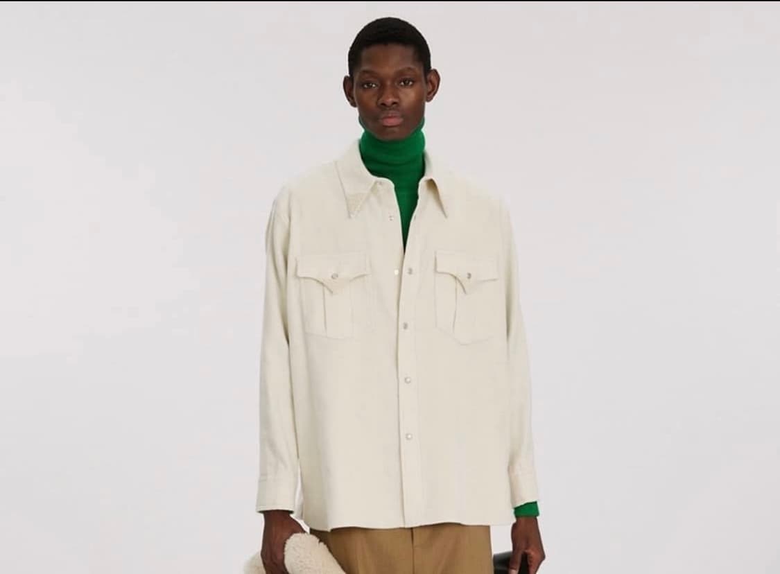 렉토/ 리넨 울 부클 웨스턴 셔츠/ M 상품이미지1