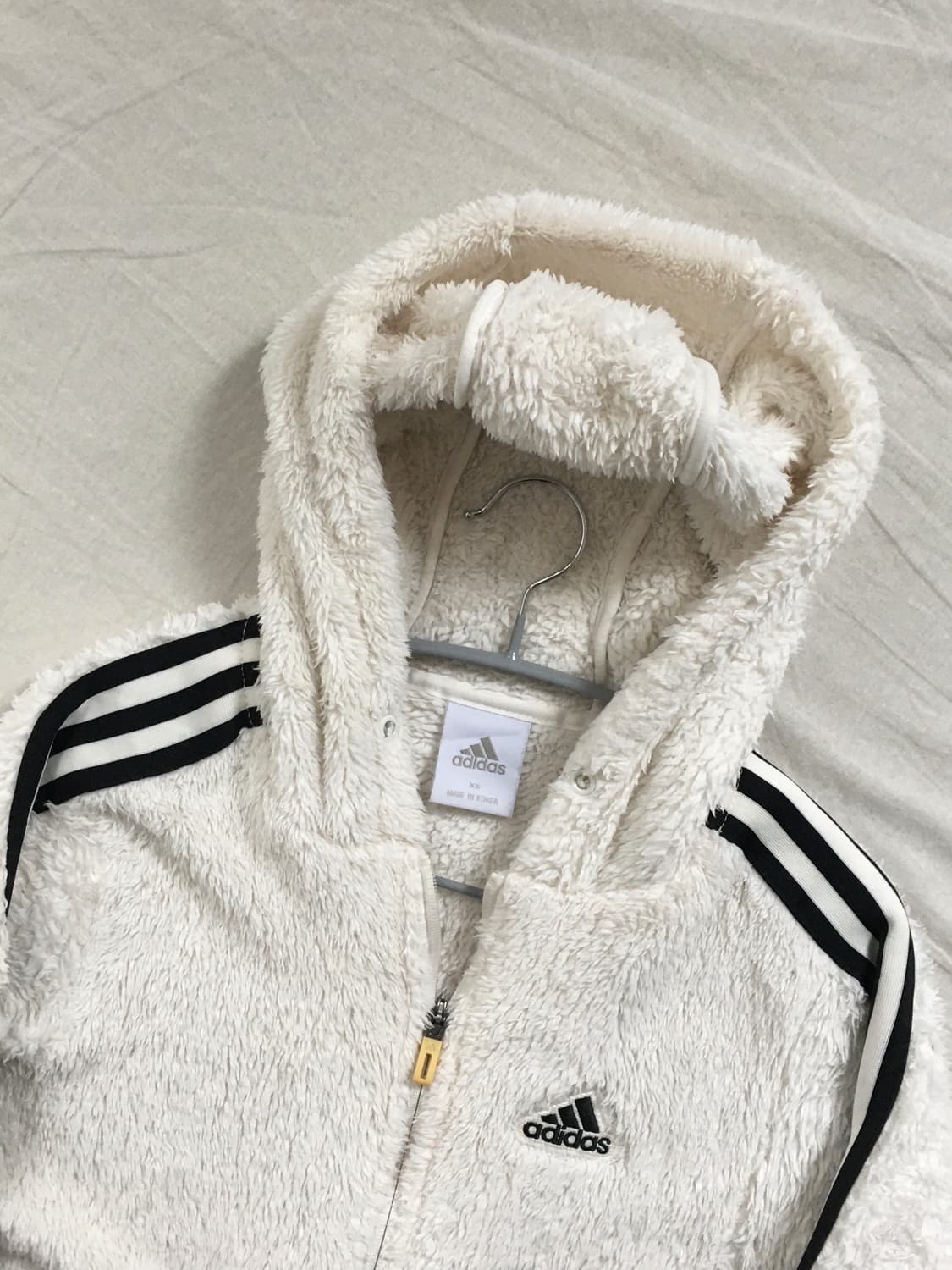 아디다스 삼선 쉐르파 후드집업 상품이미지4