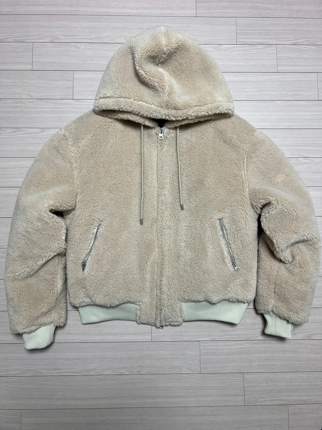 Matin Kim 로고 포인트 플리스 후디 집업 점퍼 베이지 / XL 상품이미지2