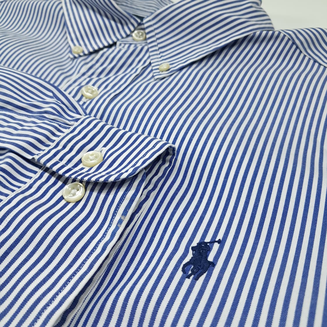 CL711 XL 폴로 90s 홍콩판 블루 스트라이프 셔츠 남방 상품이미지4