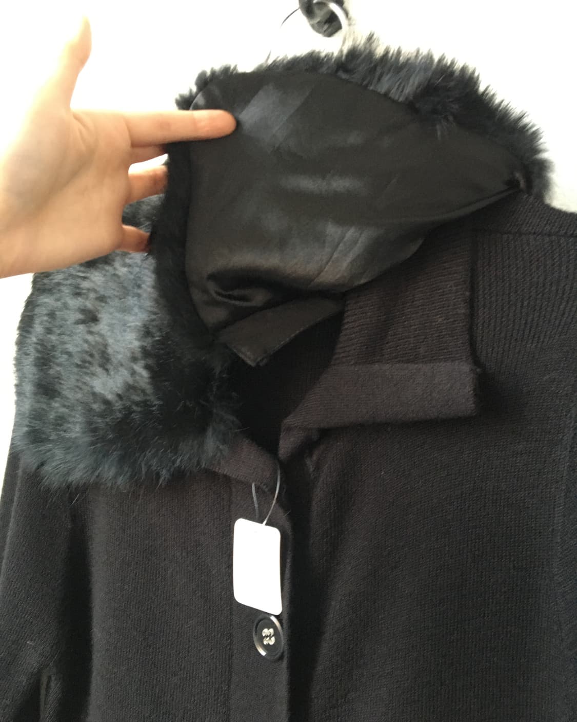 Fur collar point knit long cardigan 상품이미지5