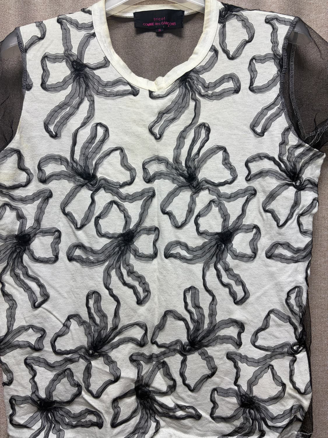 [S] tricot comme des garcons 백 시스루 반팔 상품이미지4