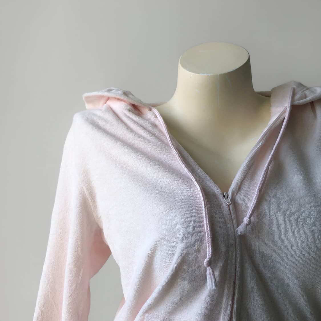 페일 핑크 러플 테리 후드 집업 상품이미지4