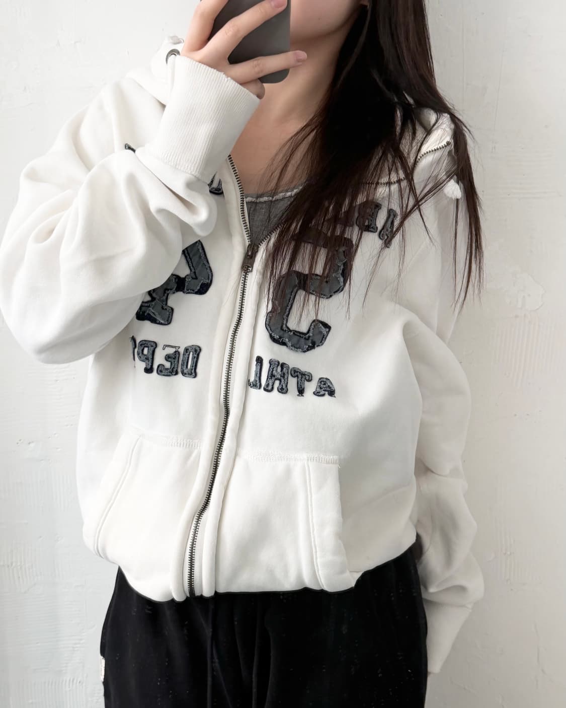 Abercrombie 아베크롬비 크림화이트 코튼 후드집업 상품이미지1