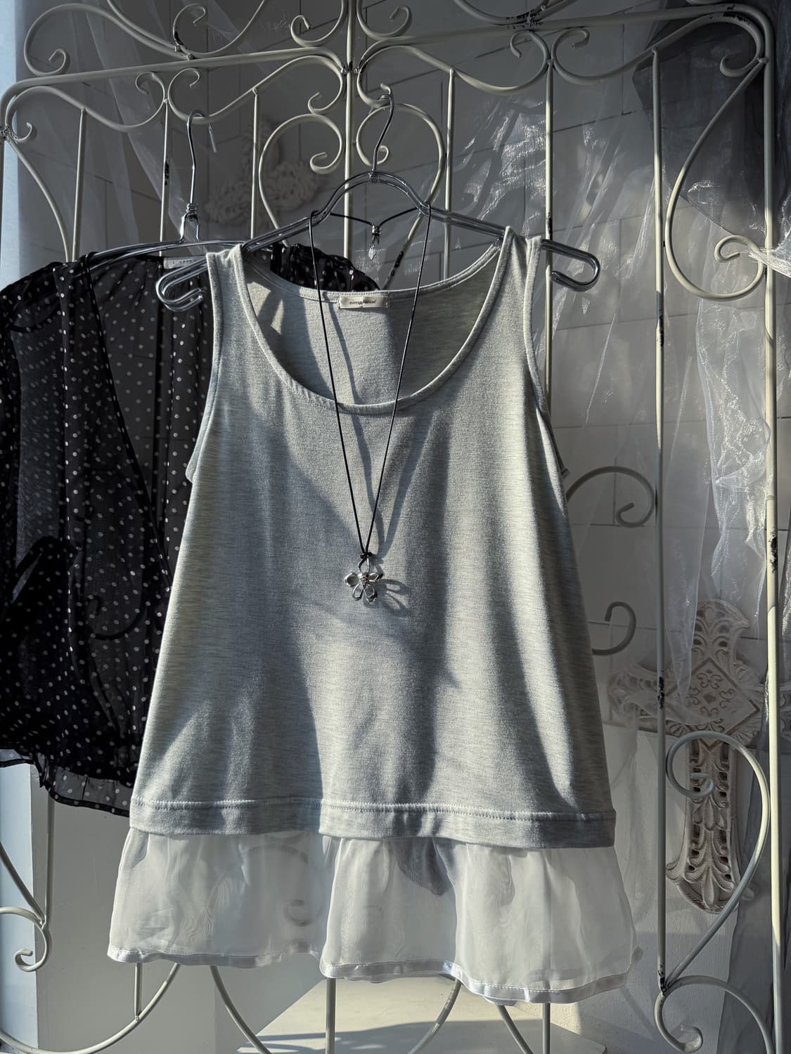 Gray See-Through Layered Sleeveless 0337 상품이미지1