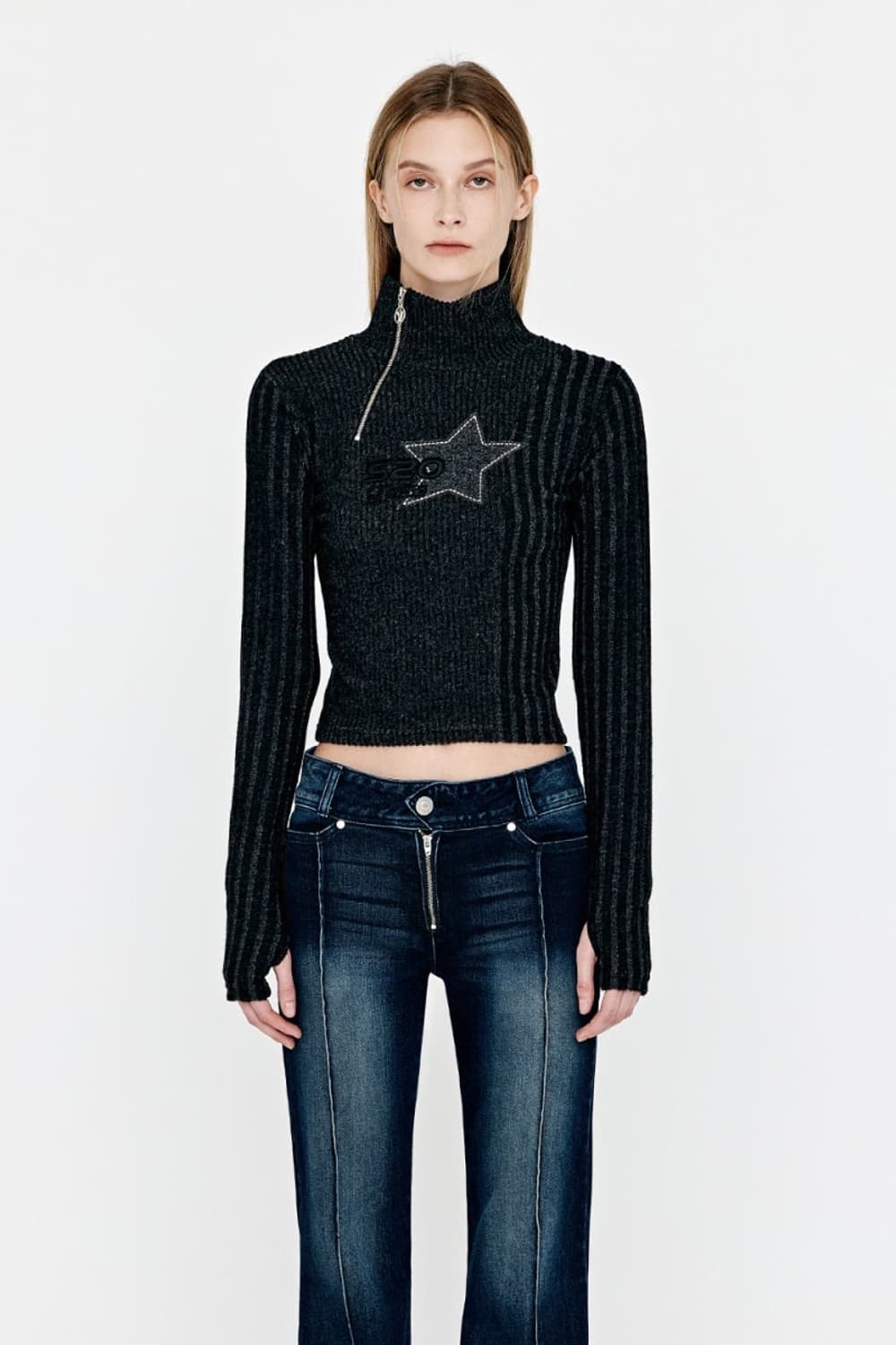 YUSE MIX UNBALANCE HALF ZIP-UP TOP 상품이미지3