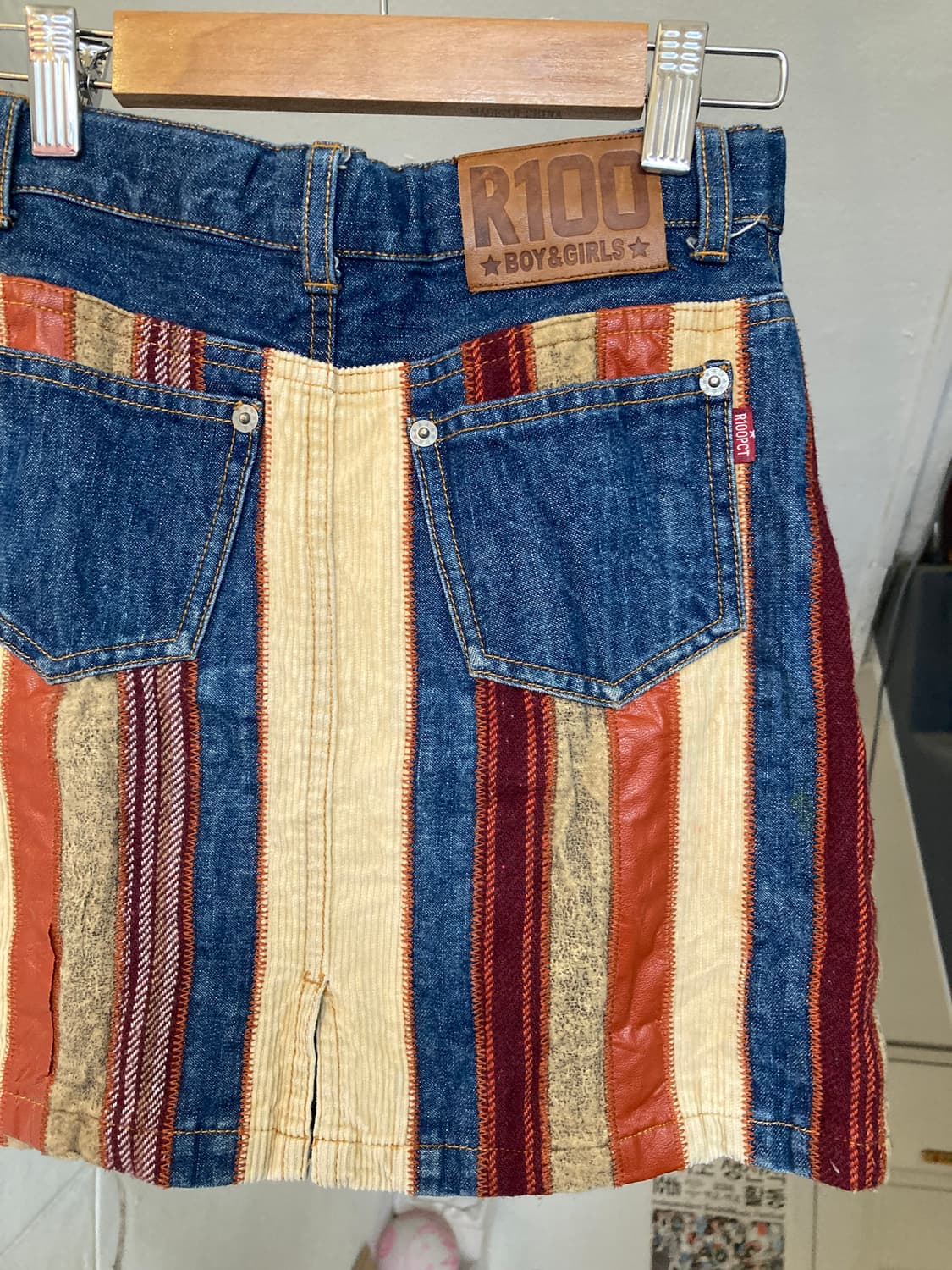 *KIDS* 에스닉 스트라이프 패치 데님 스커트 상품이미지5