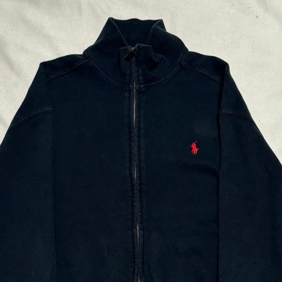 M 폴로랄프로렌 레드 포니 코튼 블랙 니트 집업 상품이미지1