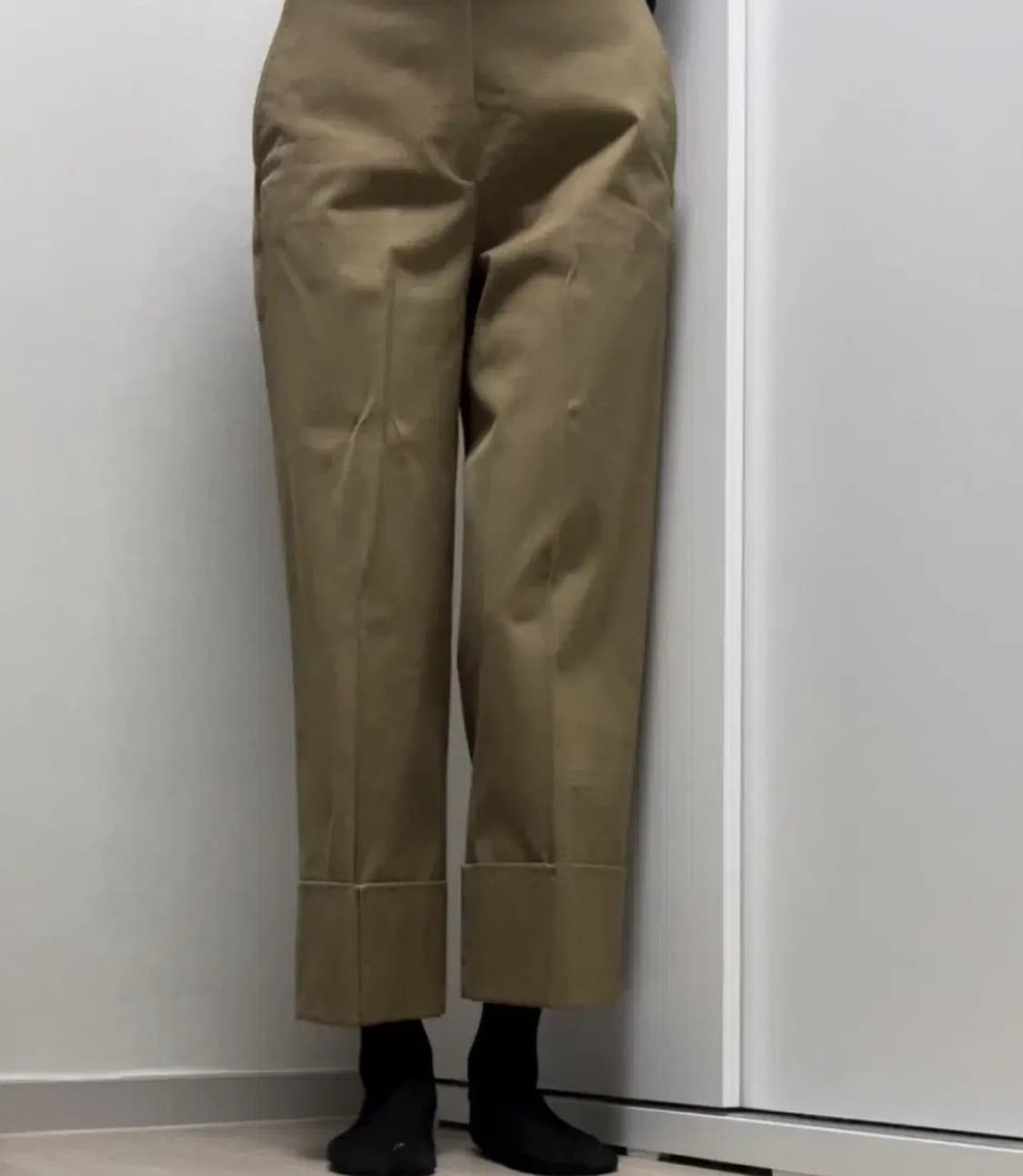 24 xs 자라 일자 펜슬 겨울 하이웨스트 팬츠 바지 롤업 슬랙스 베이지 상품이미지8