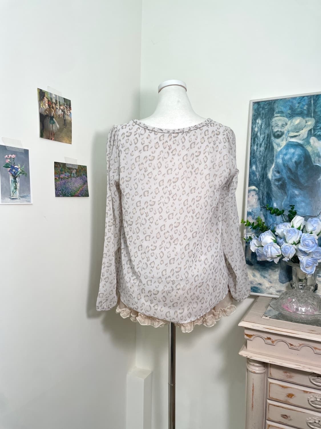mute lavender leopard pleats point blous 상품이미지3