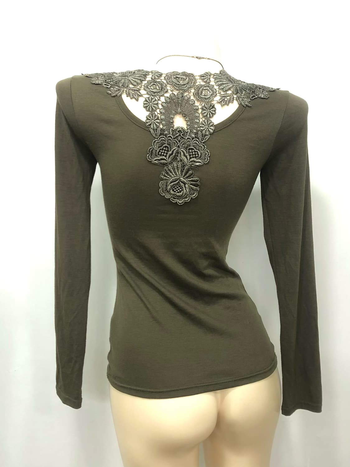 khaki floral lace detail long sleeve 상품이미지5