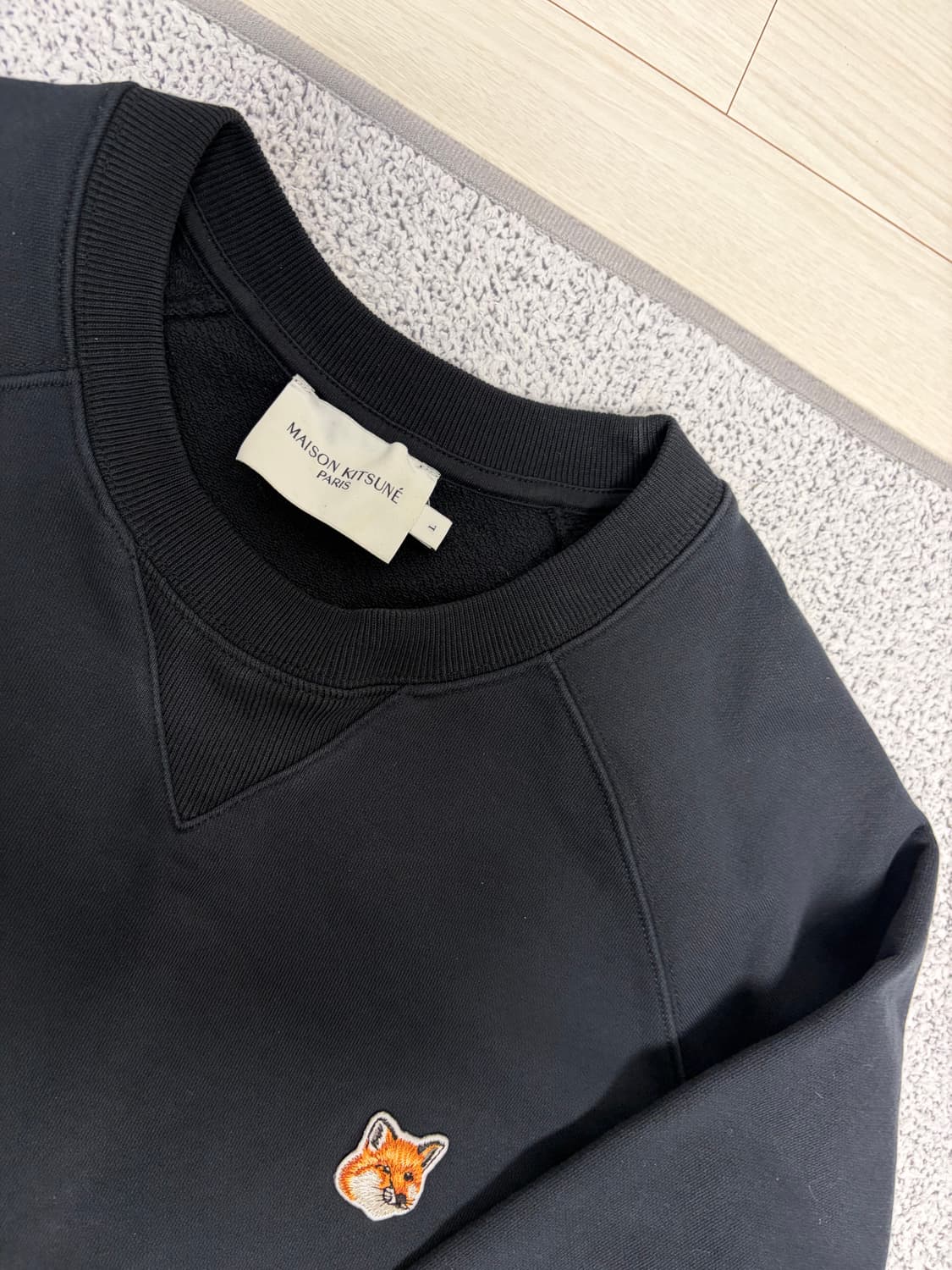 메종키츠네 폭스 헤드 맨투맨 블랙 L 정품 상품이미지3