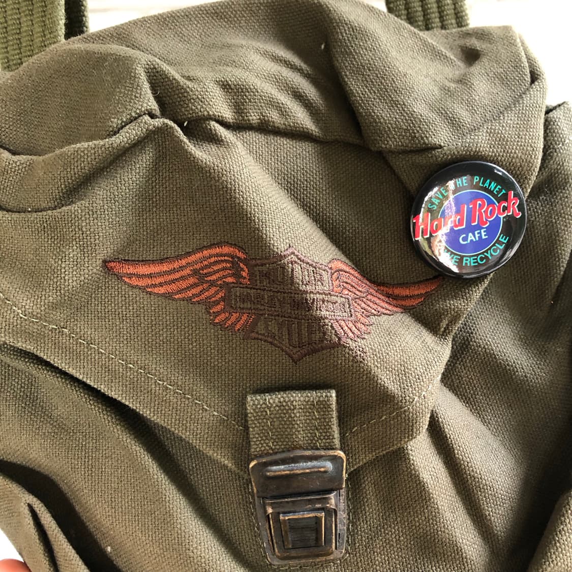 할리데이비슨 카키 코튼 크로스백 상품이미지2