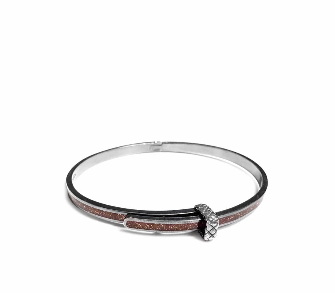 [S] 보테가베네타 에나멜 커프스 실버 브레이슬릿 팔찌 스몰 브라운 상품이미지3