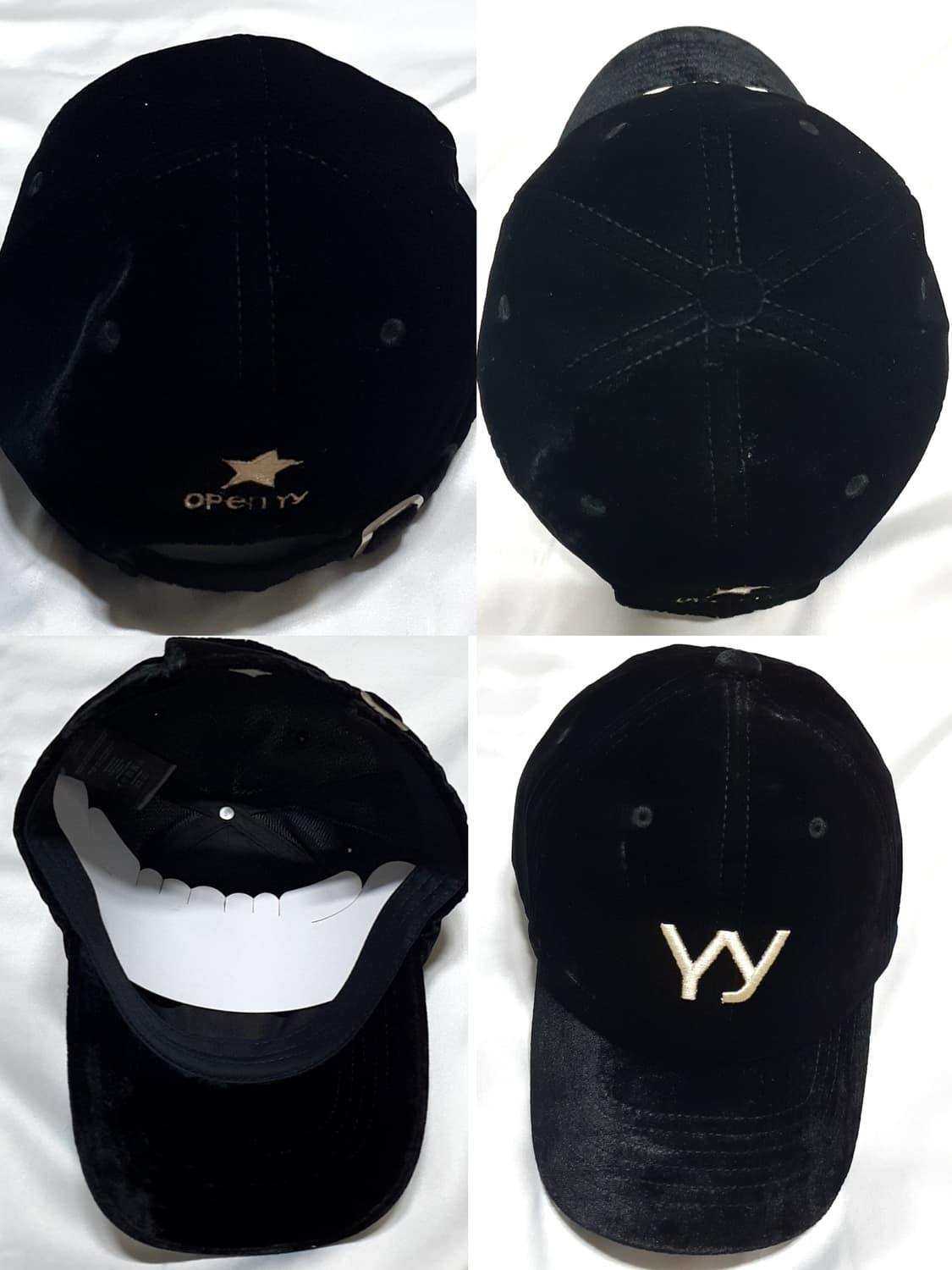 블랙 옐로우 오픈와이와이 벨벳 볼캡 모자  상품이미지5