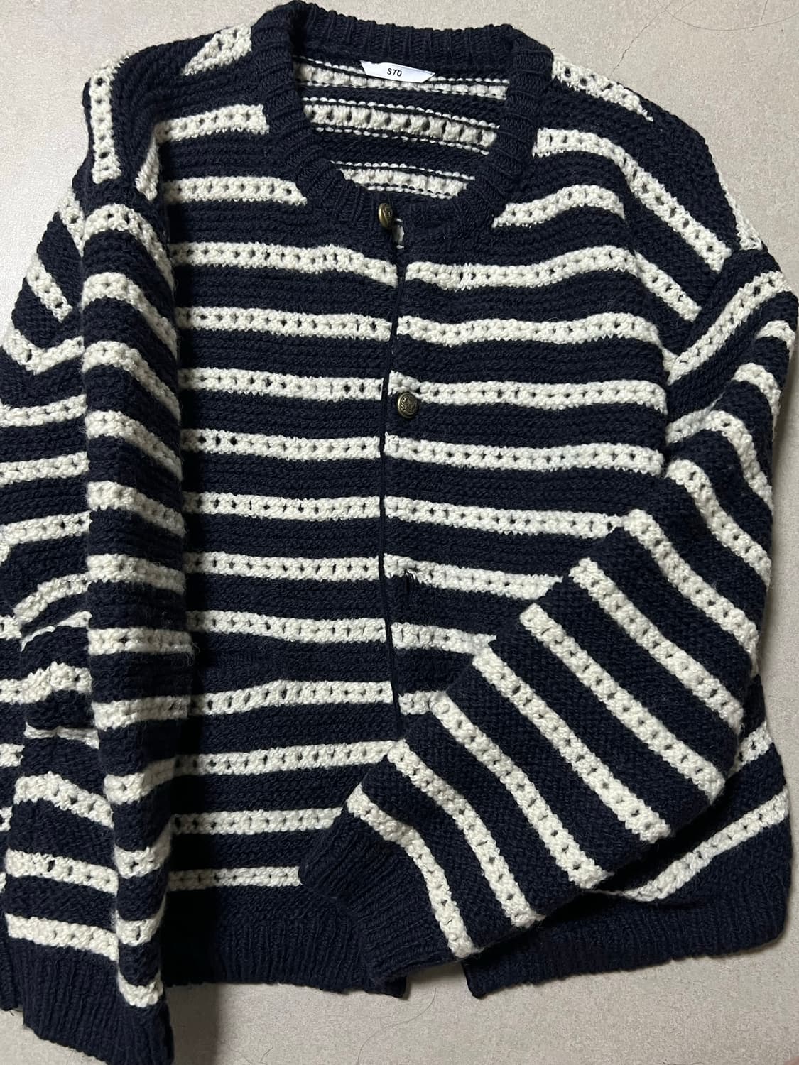 stu 스트라이프 라운드넥 가디건(m) 상품이미지2