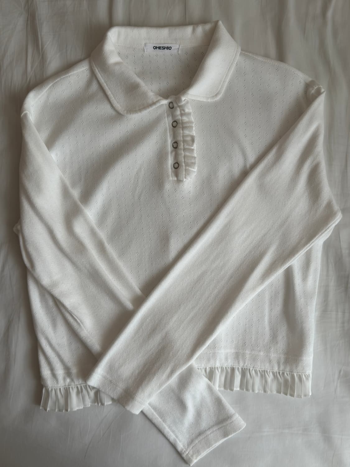 round collar frill long t-shirt (white) 상품이미지3