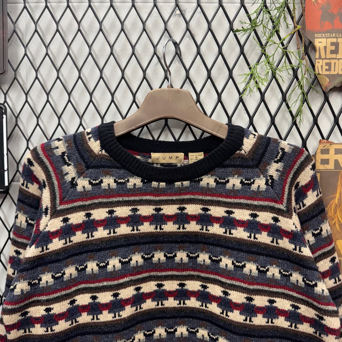 90s JPN VINTAGE 에스닉 패턴 울 니트 스웨터 상품이미지3
