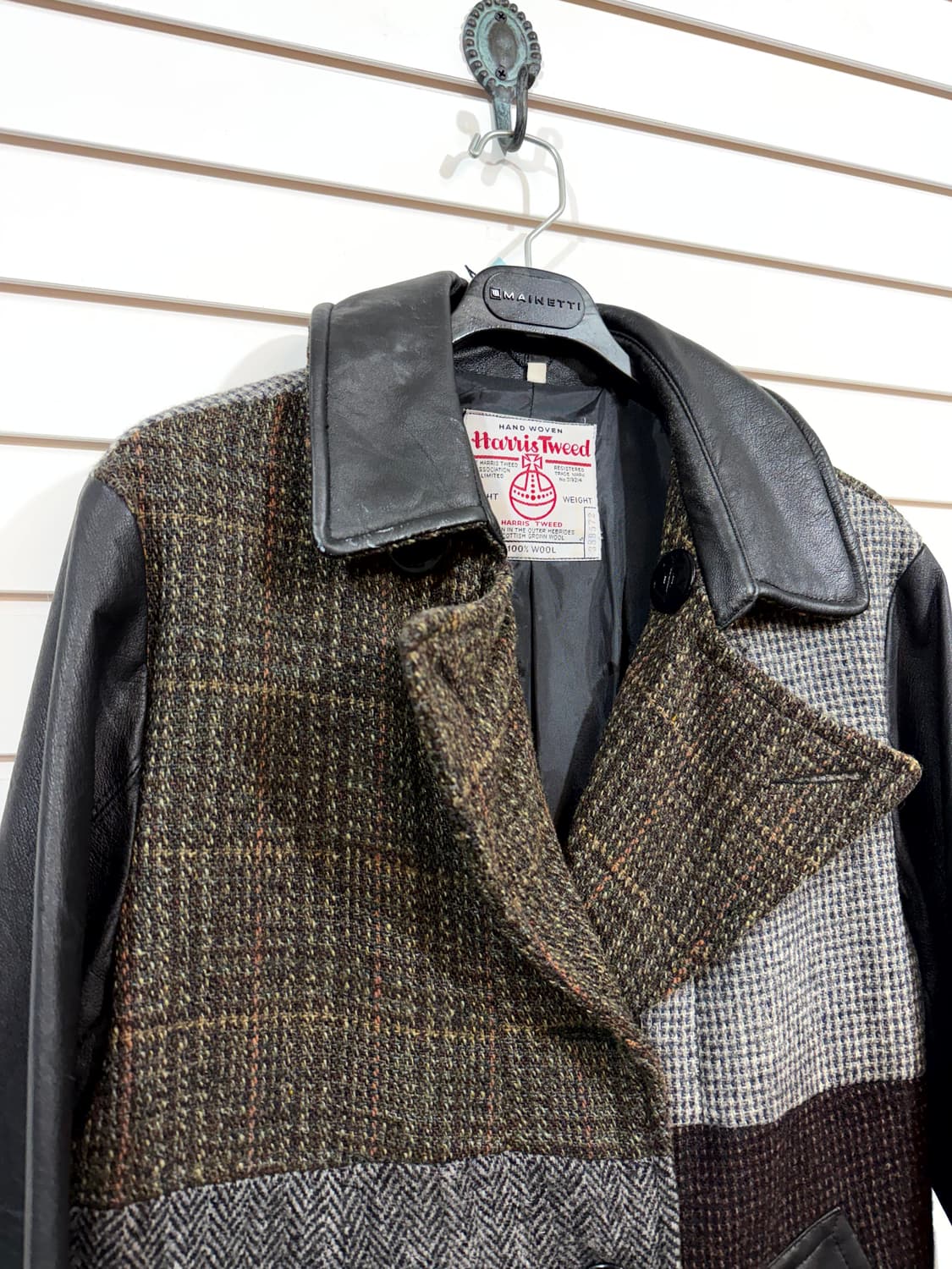 Harris Tweed 해리스트위드 레더 울 코트 상품이미지3