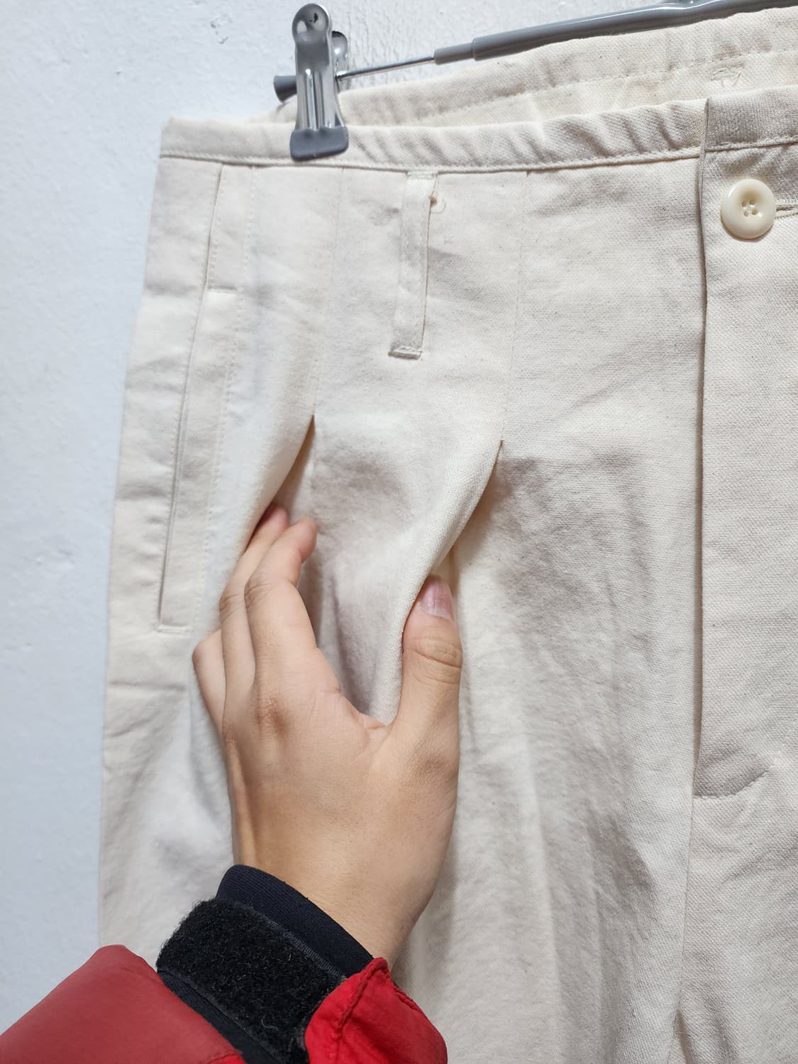 SPUSH 아이보리 투턱 와이드 면바지 상품이미지3