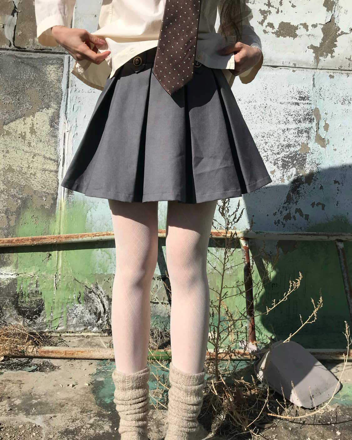 그레이 미니 플리츠 스커트 상품이미지1