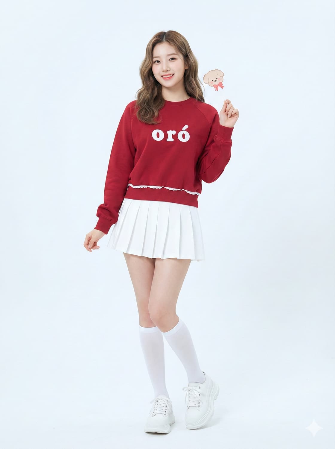 ORO(오로) 레터링 레이스 포인트 맨투맨 상품이미지1