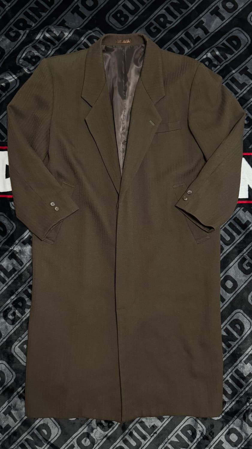 빈티지 싱글 브레스티드 쓰리 버튼 체스터 코트 다크 올리브 상품이미지1