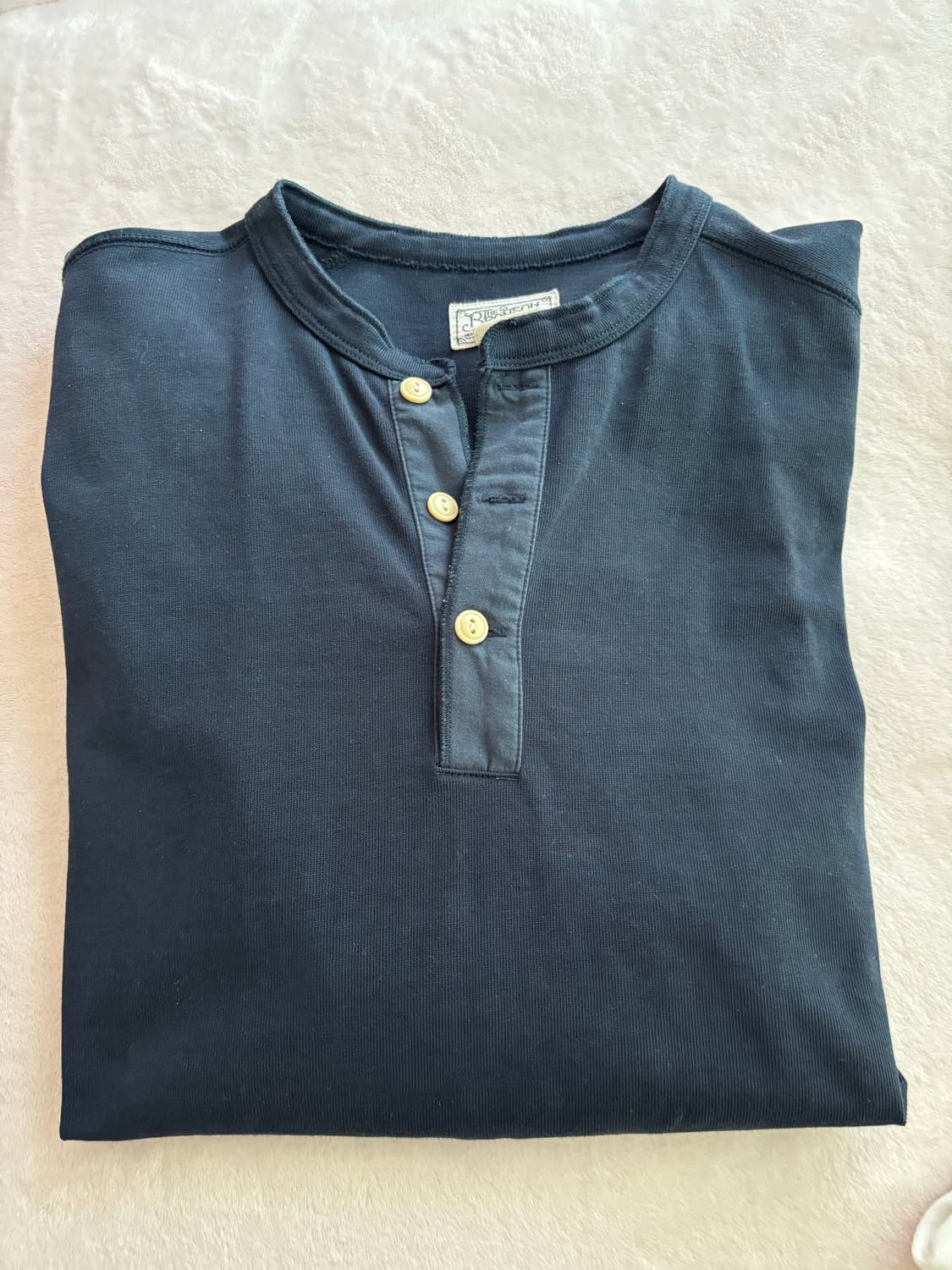 브론슨 Vintage Long Sleeve Henley Shirt 네이비 상품이미지1