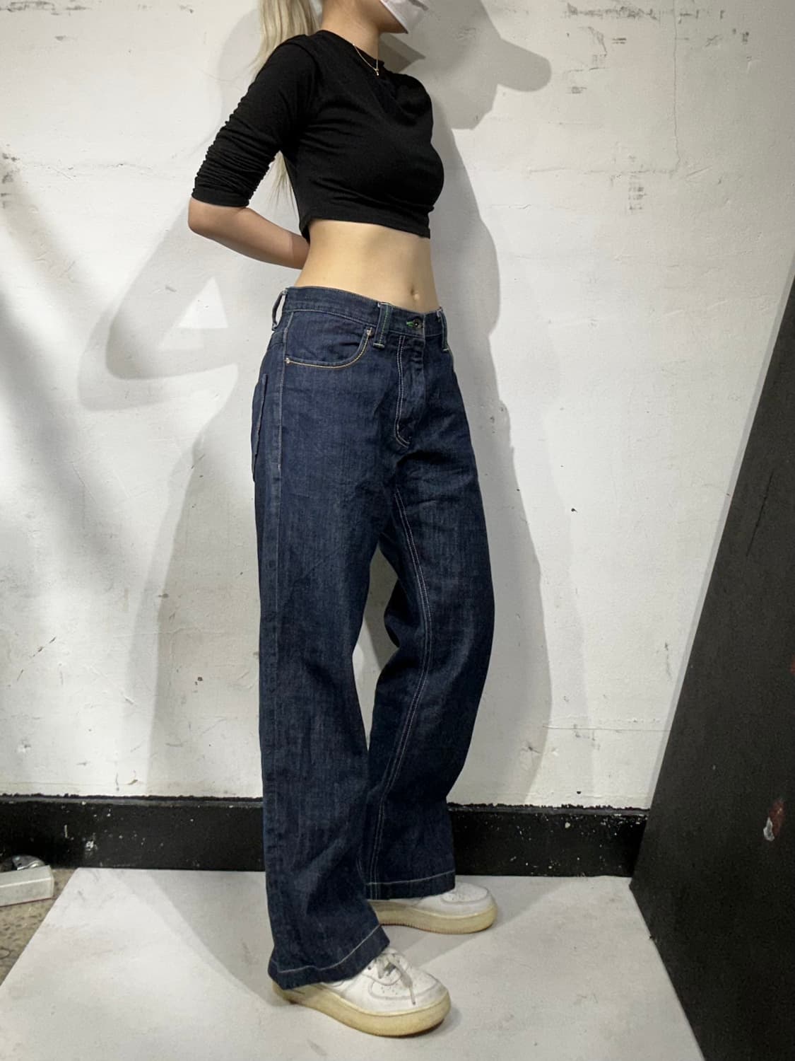 90s 일본 빈티지 진청 자수 워크 팬츠 청바지 데님 팬츠 상품이미지1