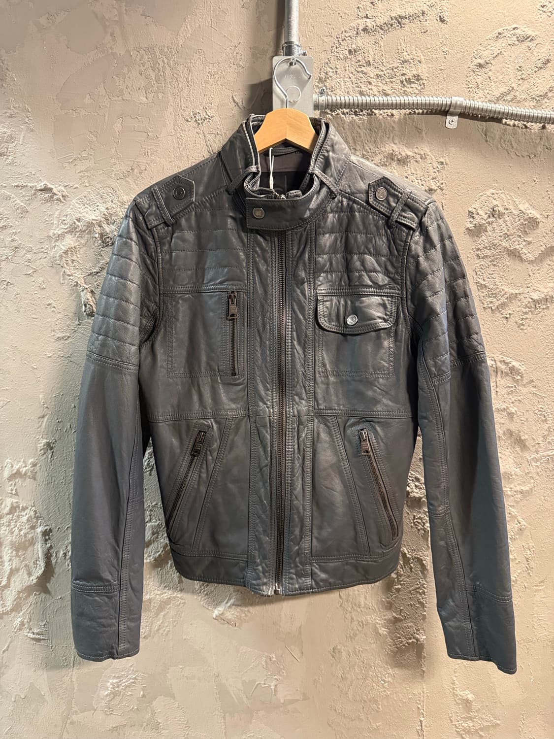 M 캘빈클라인 CK Jeans 양가죽 라이더 자켓 그레이 상품이미지1
