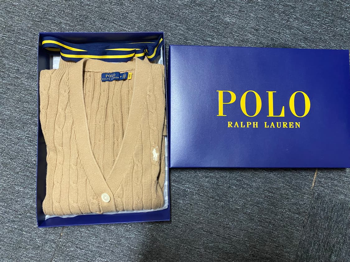 정품 최신형 QR택 폴로 케이블 코튼 가디건 니트 상품이미지1