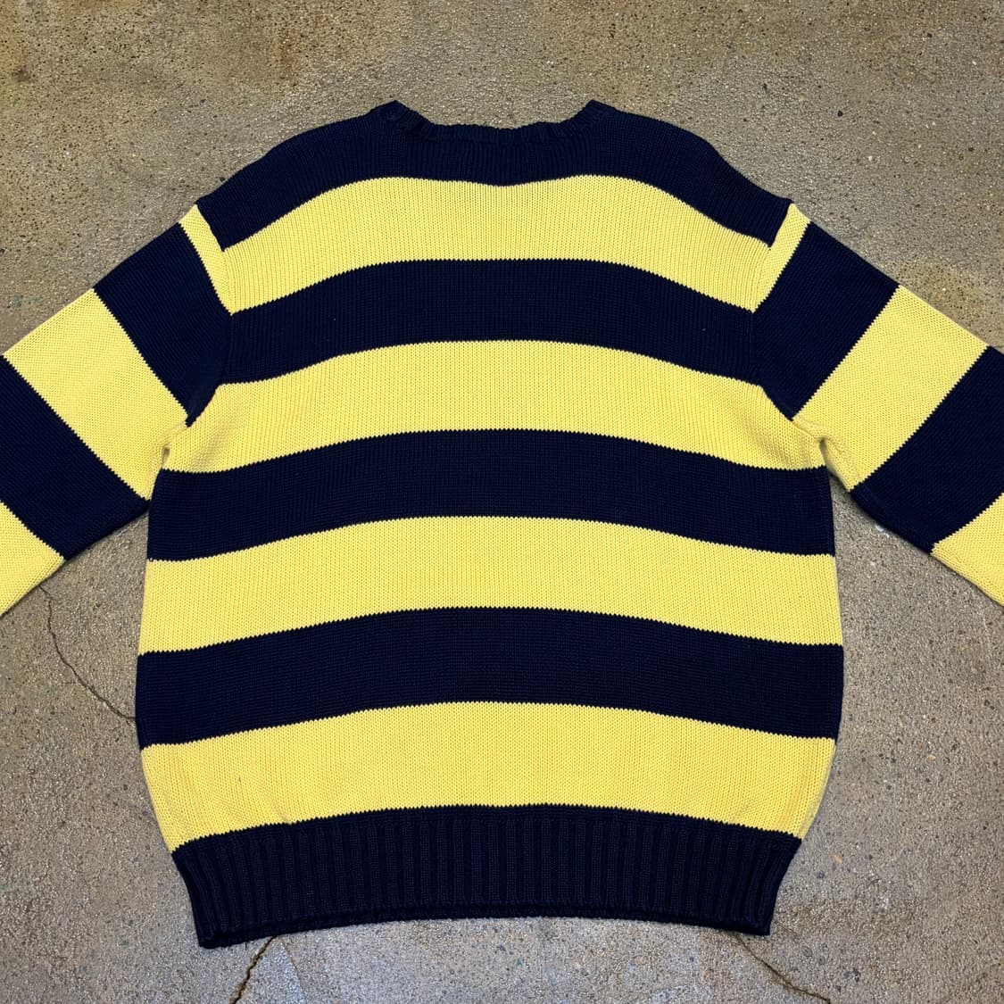 90s USA 빈티지 폴로랄프로렌 스트라이프 단가라 헤비코튼 니트  상품이미지6
