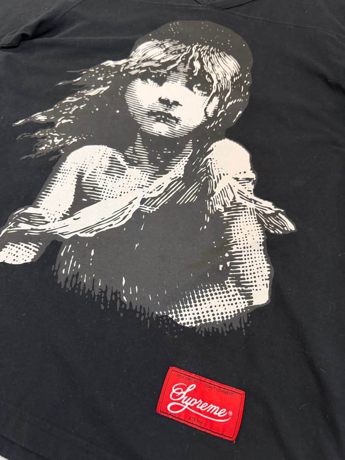 슈프림 15ss 라미제라블 프린팅 풋볼 탑 반팔 티셔츠 블랙 상품이미지2