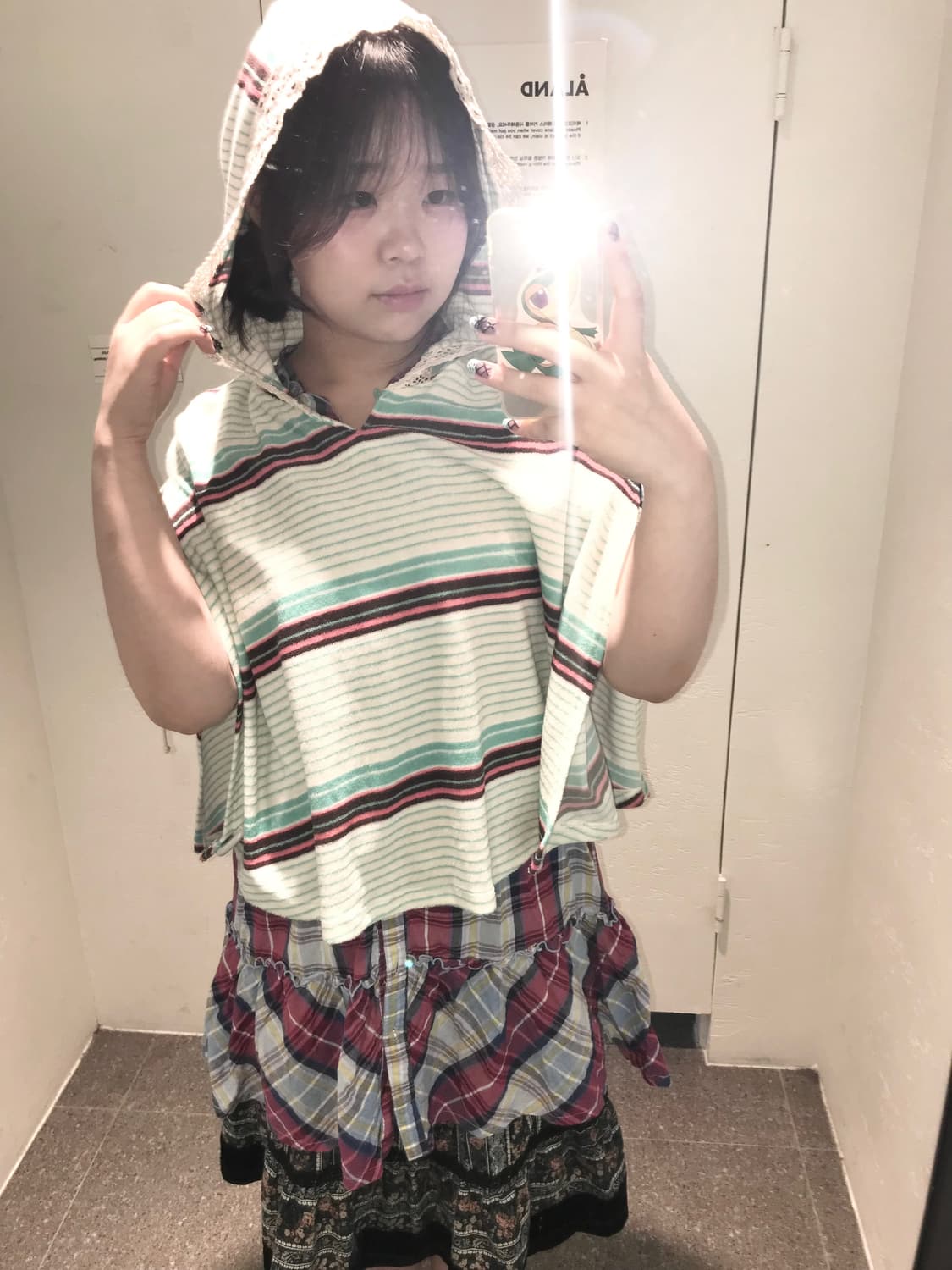 빈티지 민트소녀케이프히피모리 세트 그런지 너드 상품이미지3