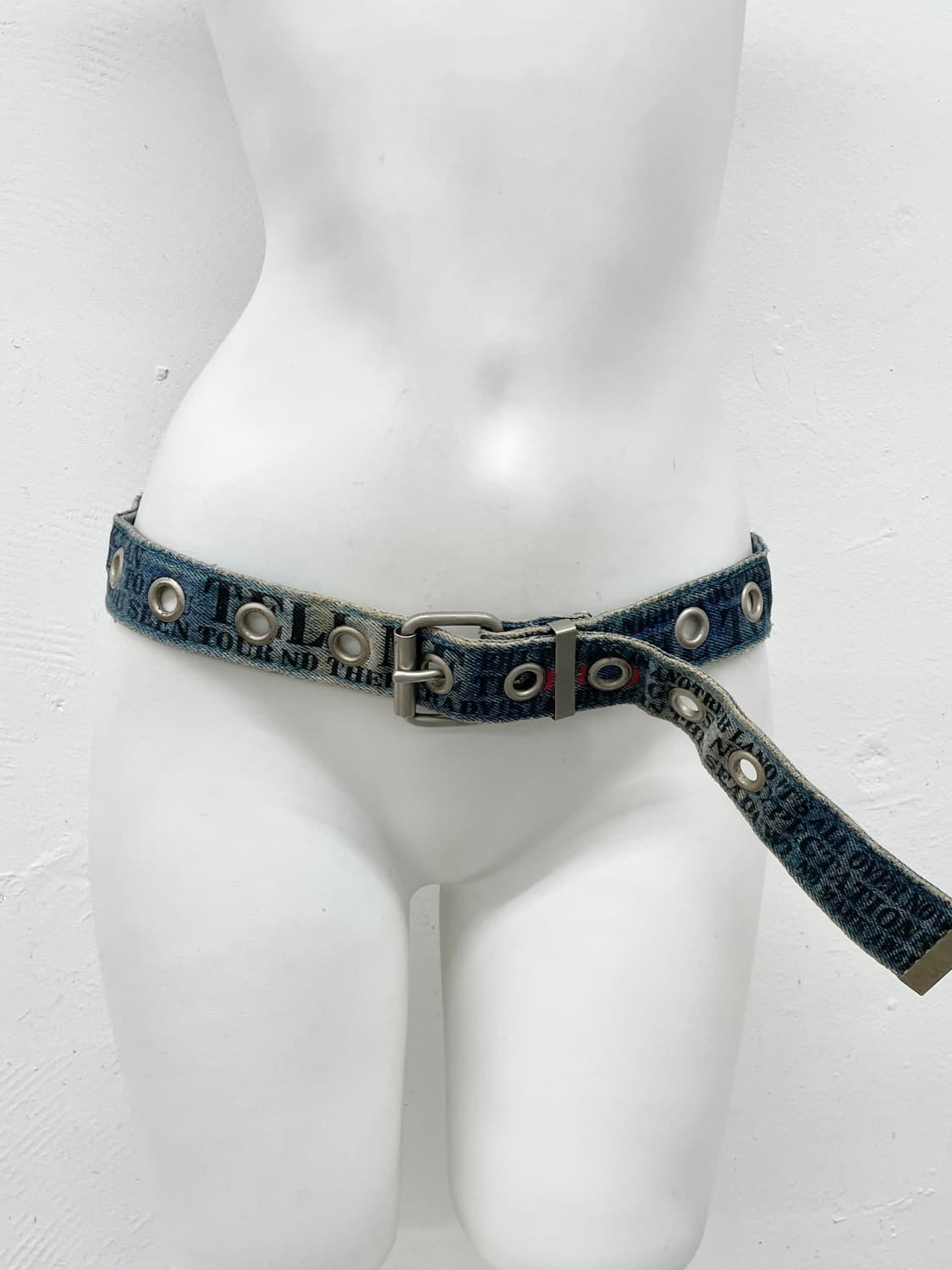 데님 캔버스 레터링 펀칭 벨트 상품이미지2