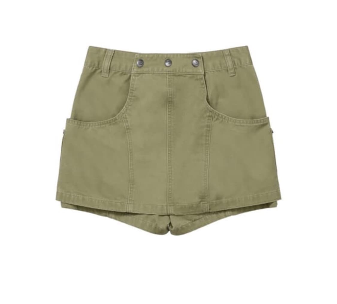 웰빙익스프레스 레이어드 쇼츠 스커트 카키 상품이미지2