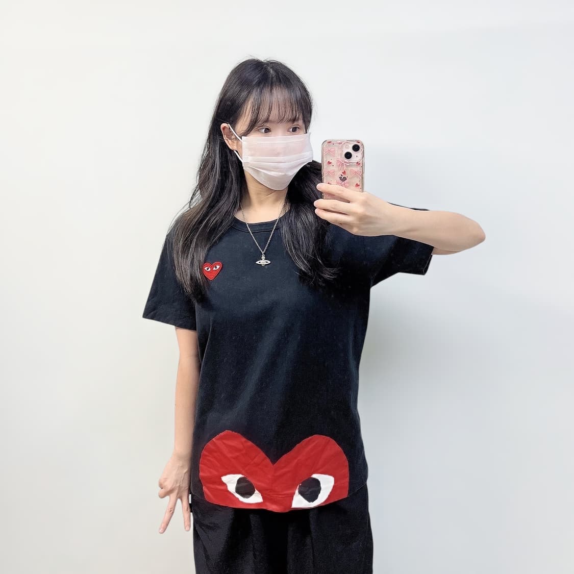 꼼데가르송 빅 하트 로고 반팔티 블랙 상품이미지1