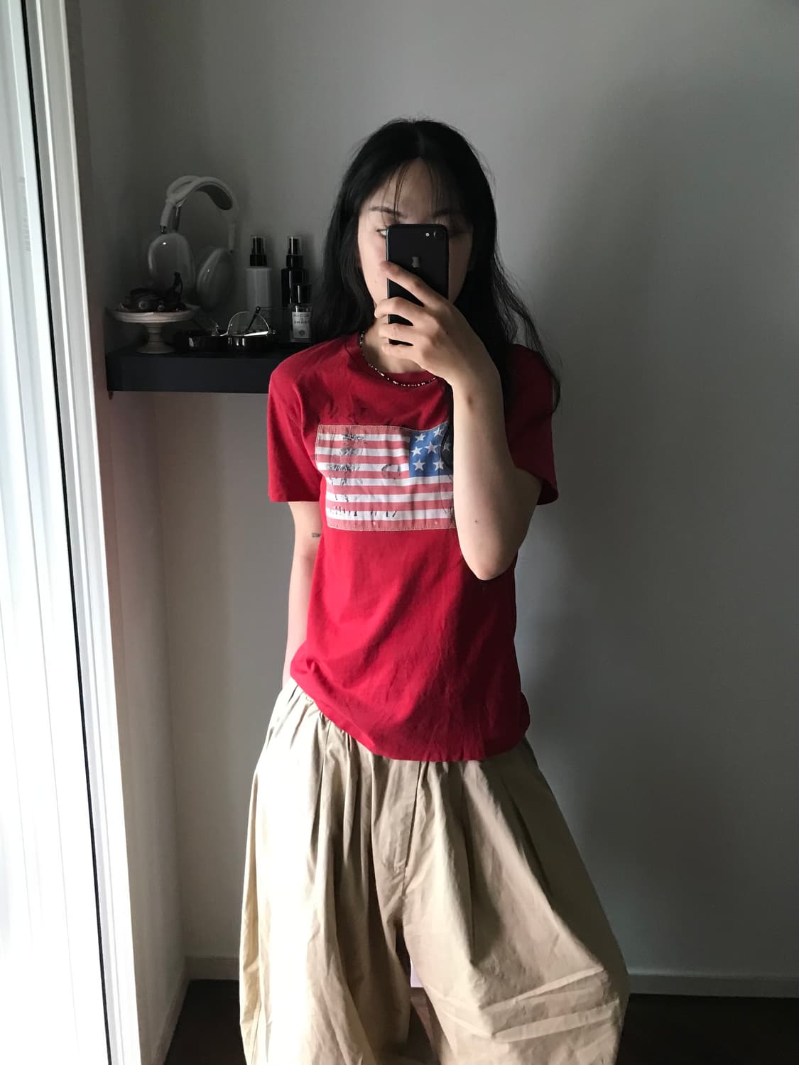 폴로 랄프로렌 올드스쿨 성조기 로고 레드 반팔티 상품이미지5