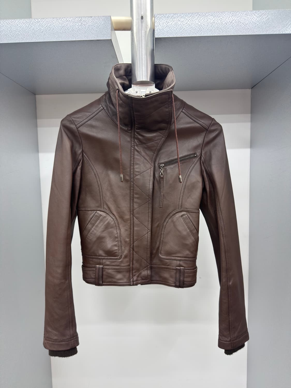 High-neck lamb leather jacket 상품이미지2