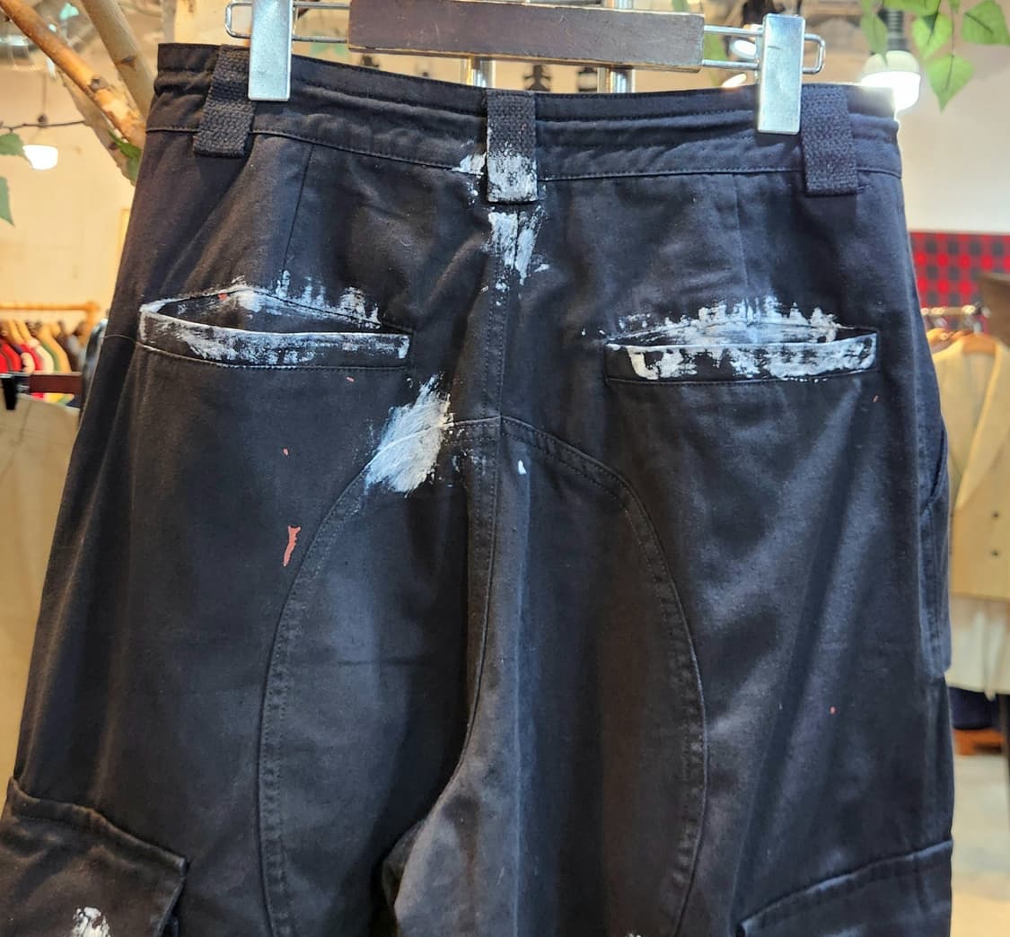 남,여 L) 머쉬웨어 스트릿 블랙 페인팅 와이드 카코 팬츠 상품이미지9