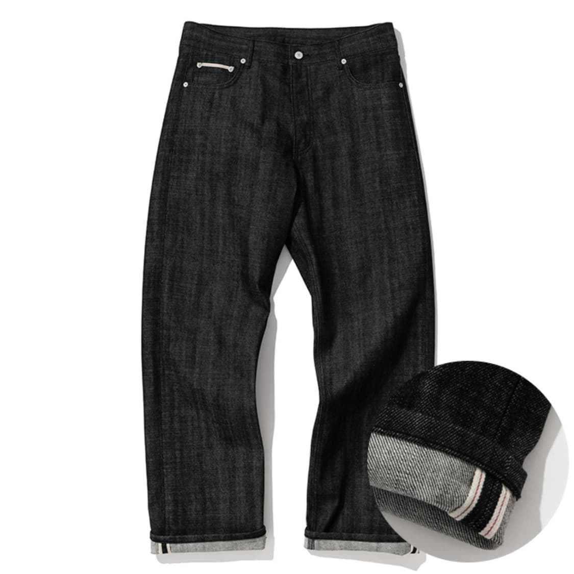 새상품 L 32인치 유니폼브릿지 셀비지 블랙 데님 청바지 상품이미지1