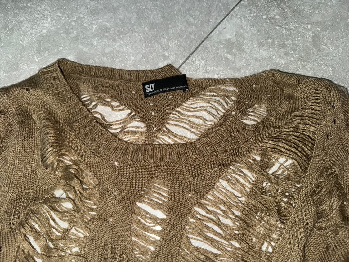 SLY 카키 그런지 디스트로이드 니트 상품이미지7