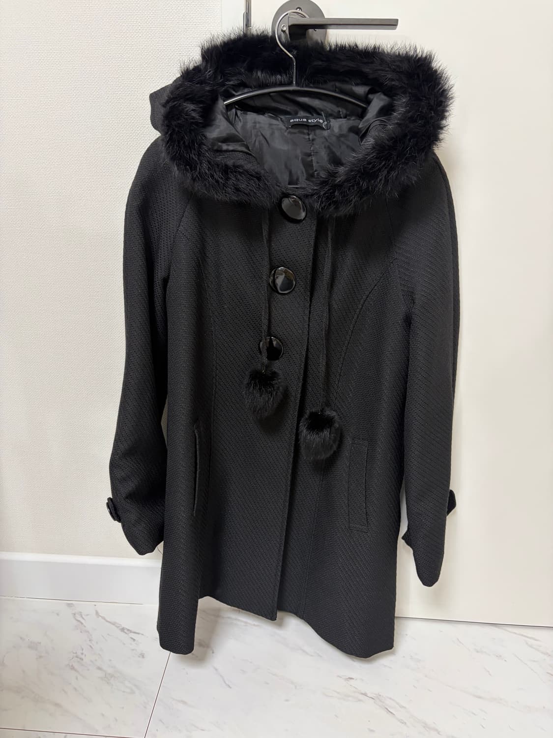 빈티지 폼폼 블랙 코트  상품이미지2