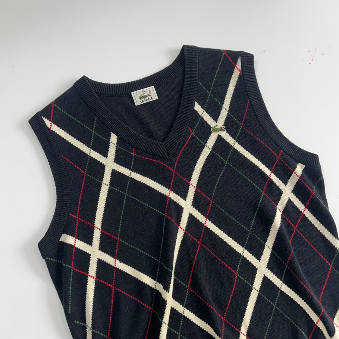 Lacoste 라코스테 다크네이비 아가일 니트 베스트 상품이미지4