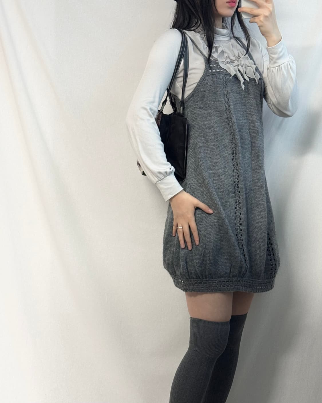 퍼프 니트 원피스 상품이미지4