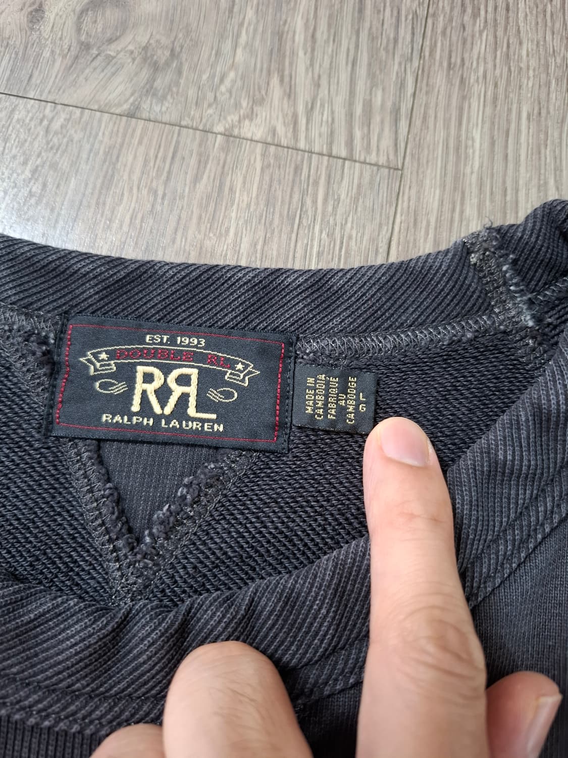 L RRL 더블알엘 가먼트 다이드 프렌치 테리 워싱 맨투맨 티셔츠 블랙 상품이미지4