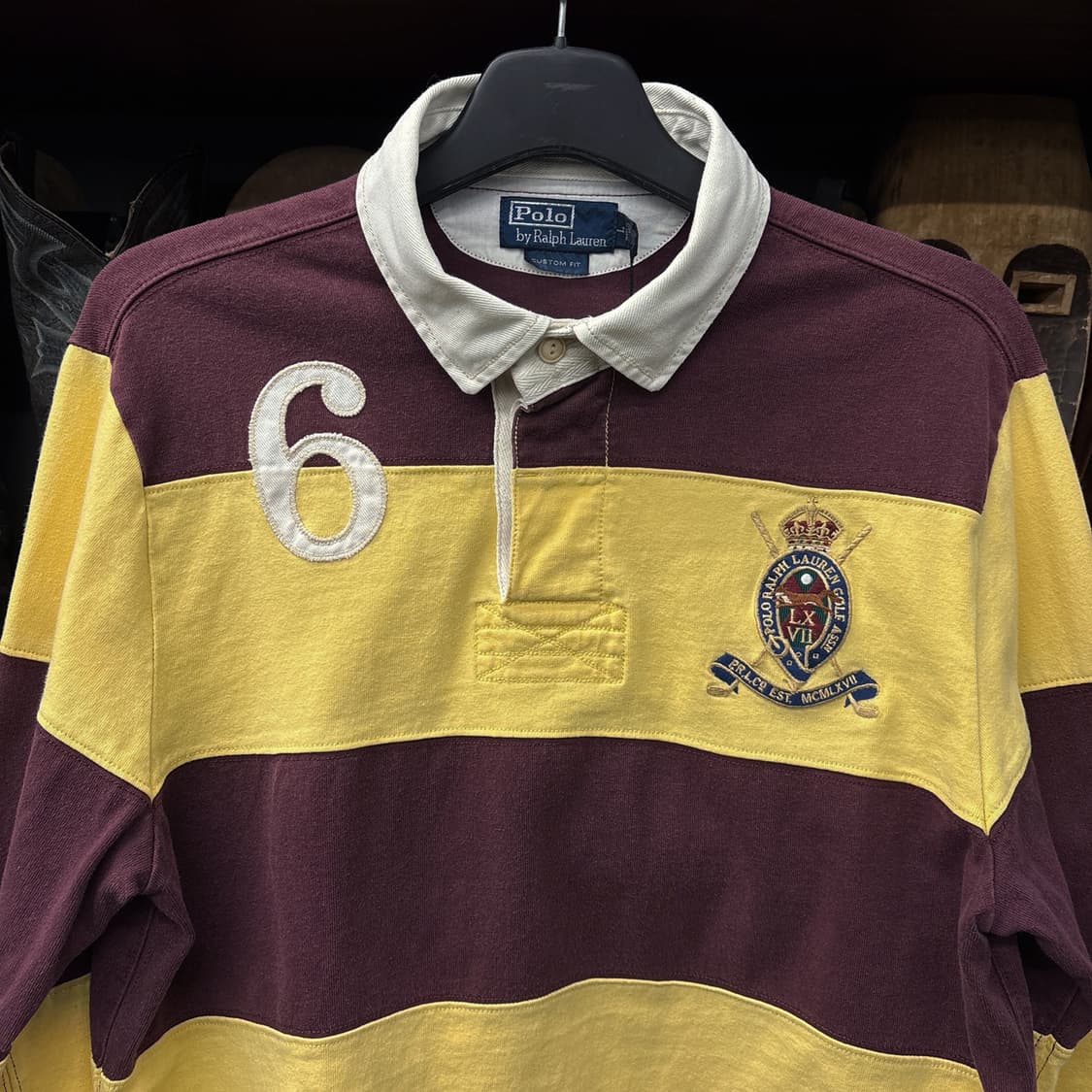 90s 폴로 재팬라인 넘버링 자수 패치 스트라이프 PK 럭비 티 N320 상품이미지3