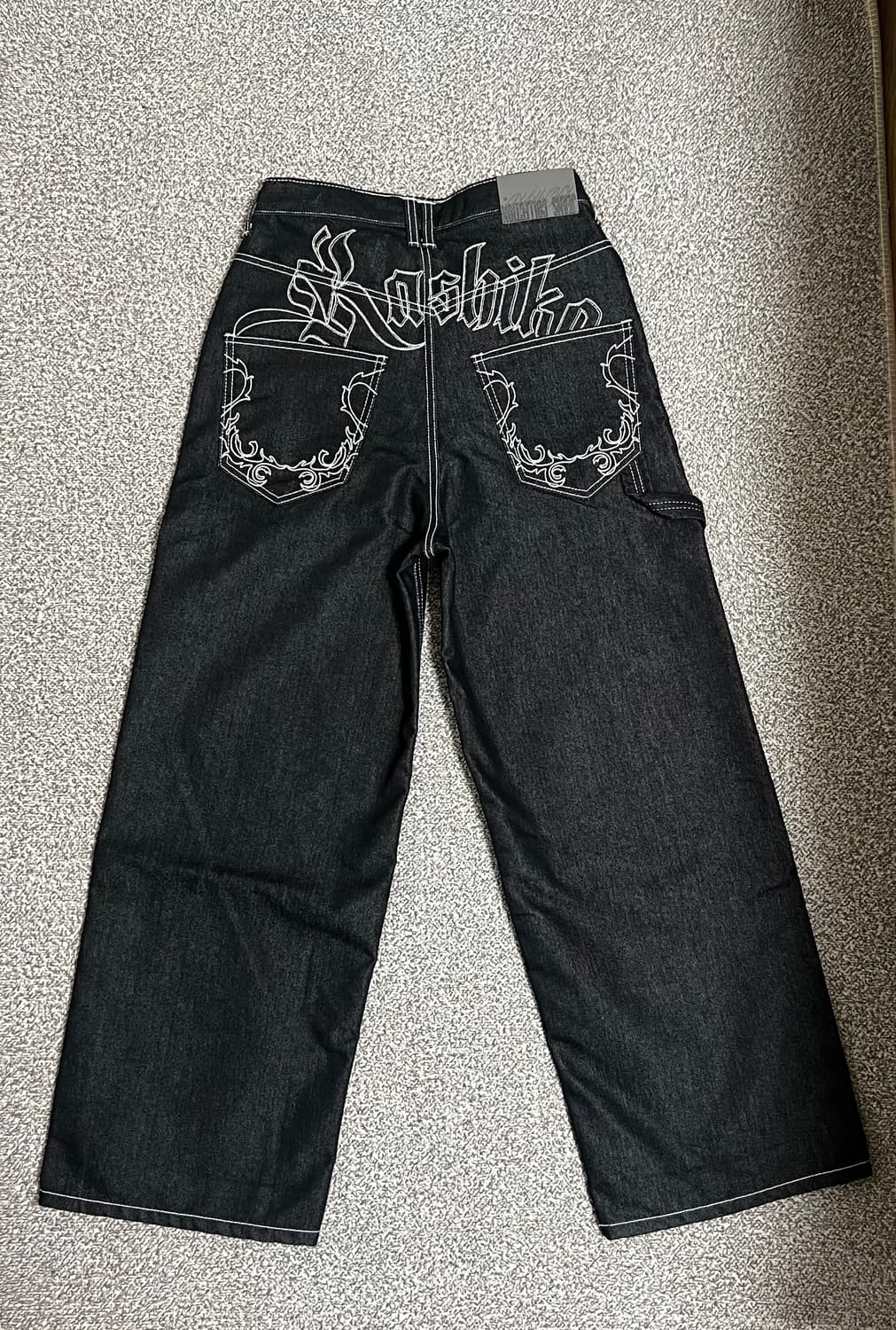 카시코 자수 논페이드 데님 팬츠 블랙 (26인치 수선) 상품이미지2