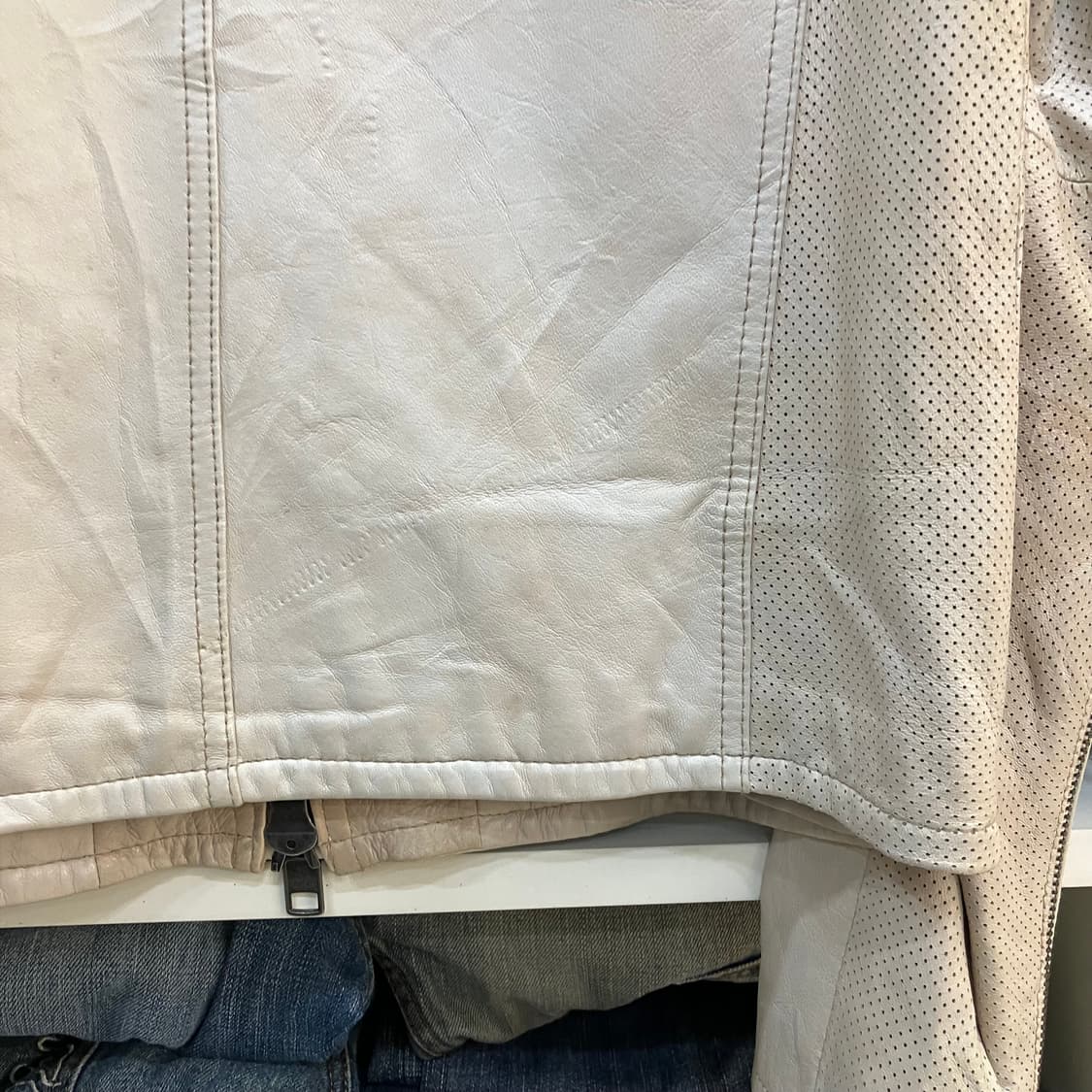 VTG 2way 아이보리 레더 자켓 L 상품이미지8